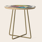 Urban Industrial Graffiti-Inspired Collage Art Aesthetic Abstract Side Table Gallery Image 1