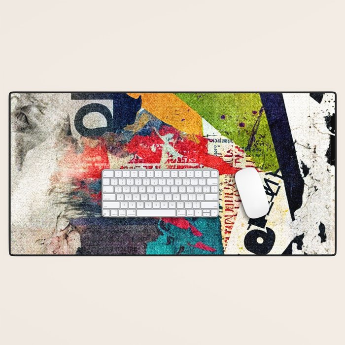 Urban Industrial Graffiti-Inspired Collage Art Aesthetic Abstract Desk Mat Gallery Image 1