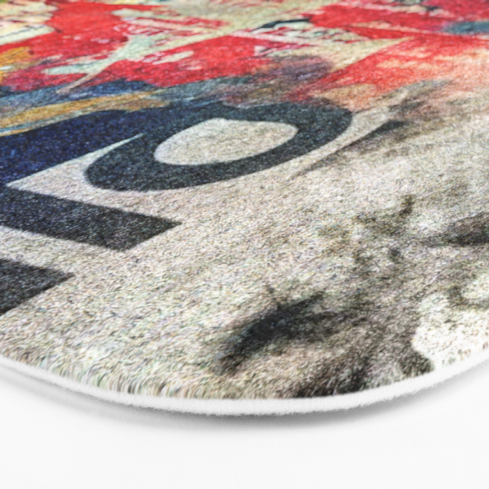 Urban Industrial Graffiti-Inspired Collage Art Aesthetic Abstract Bath Mat Gallery Image 3