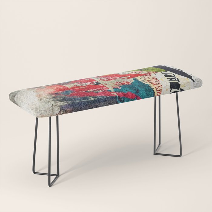 Urban Industrial Graffiti-Inspired Collage Art Aesthetic Abstract Bench Gallery Image 1