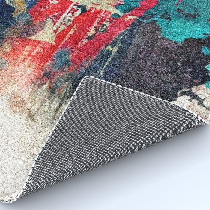 Urban Industrial Graffiti-Inspired Collage Art Aesthetic Abstract Rug Gallery Image 4