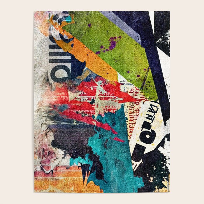 Urban Industrial Graffiti-Inspired Collage Art Aesthetic Abstract Poster Gallery Image 4