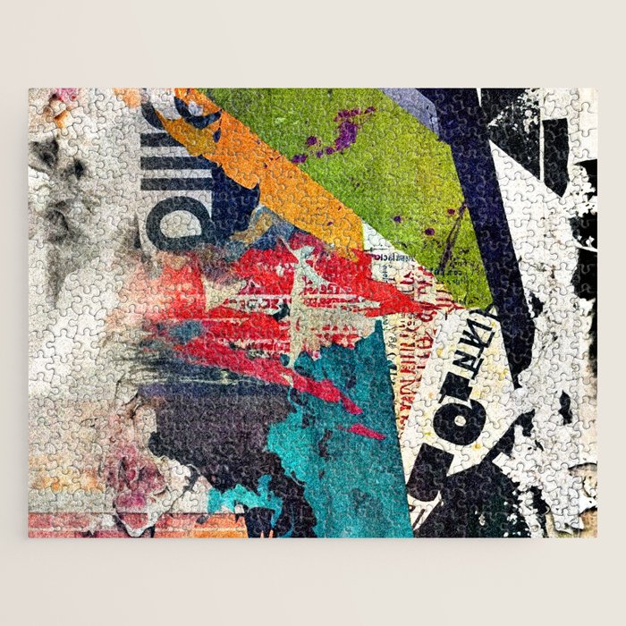 Urban Industrial Graffiti-Inspired Collage Art Aesthetic Abstract Jigsaw Puzzle Gallery Image 1
