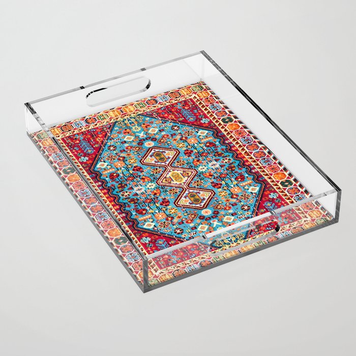 Colorful Kaleidoscope: Vintage Bohemian Moroccan Art Acrylic Tray Gallery Image 1