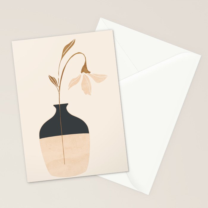 Minimal Abstract Art Vase Flower 3a Stationery Card Gallery Image 2