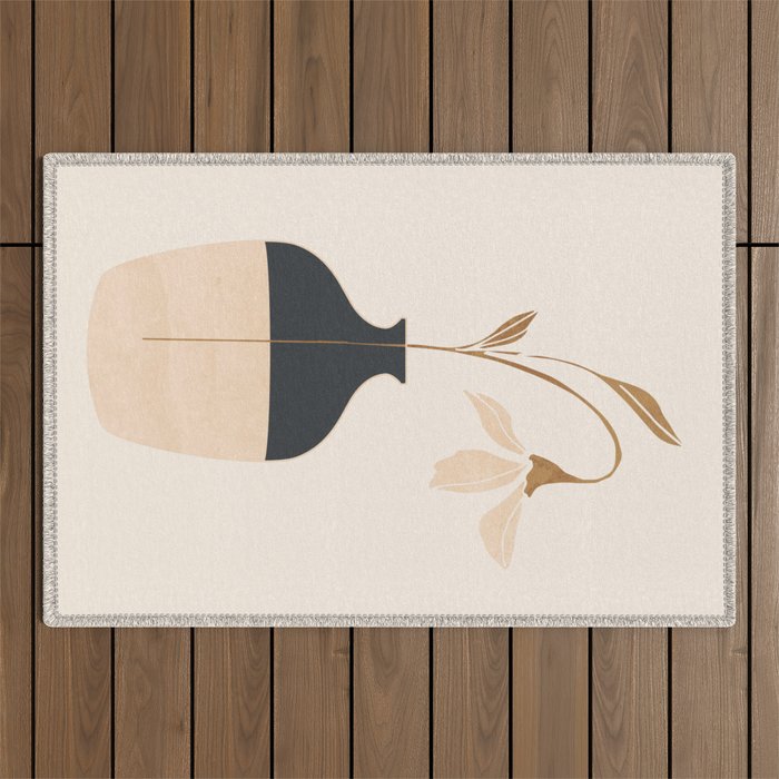 Minimal Abstract Art Vase Flower 3a Outdoor Rug Gallery Image 1