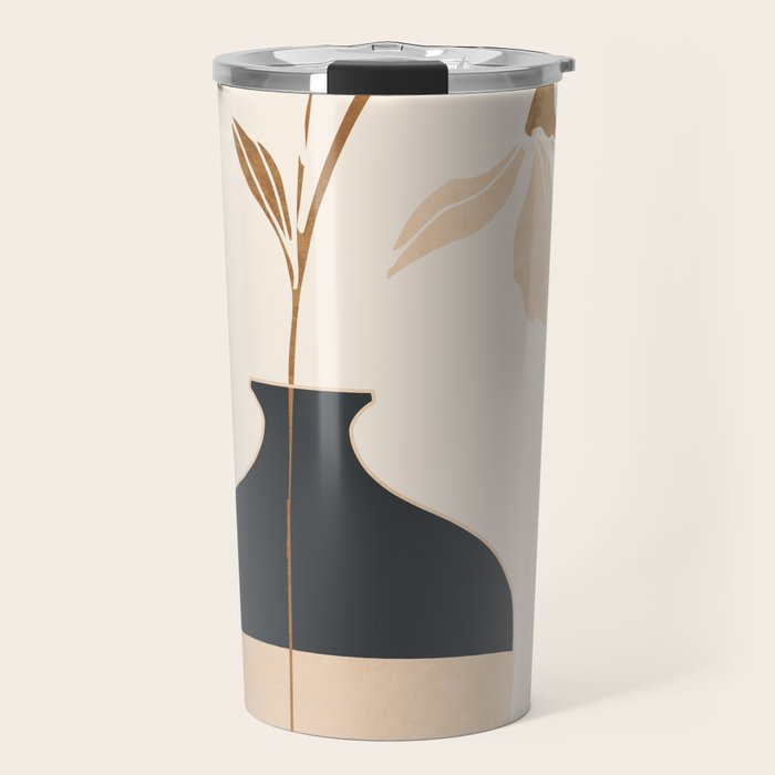 Minimal Abstract Art Vase Flower 3a Travel Mug Gallery Image 1