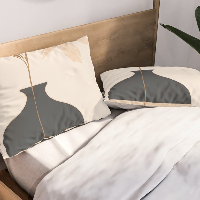 Minimal Abstract Art Vase Flower 3a Pillow Sham Gallery Image 2