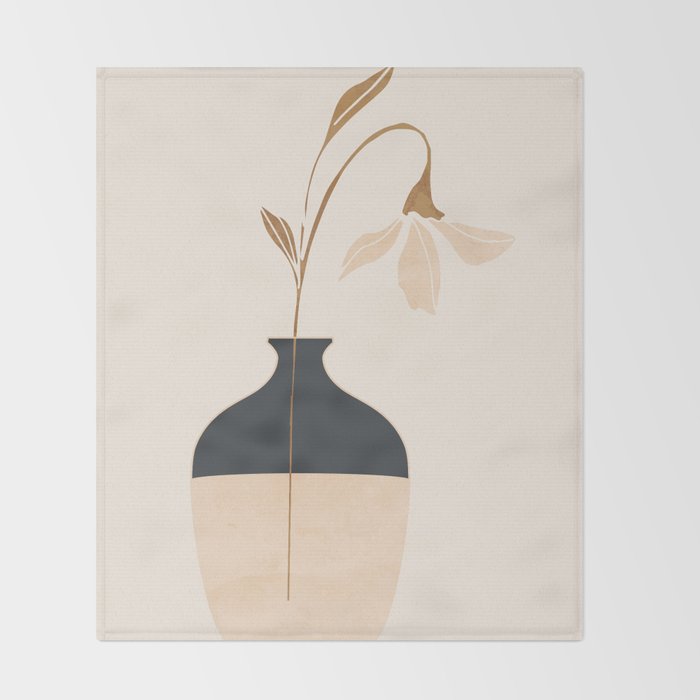 Minimal Abstract Art Vase Flower 3a Throw Blanket Gallery Image 2