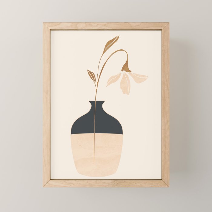 Minimal Abstract Art Vase Flower 3a Mini Art Print Gallery Image 1