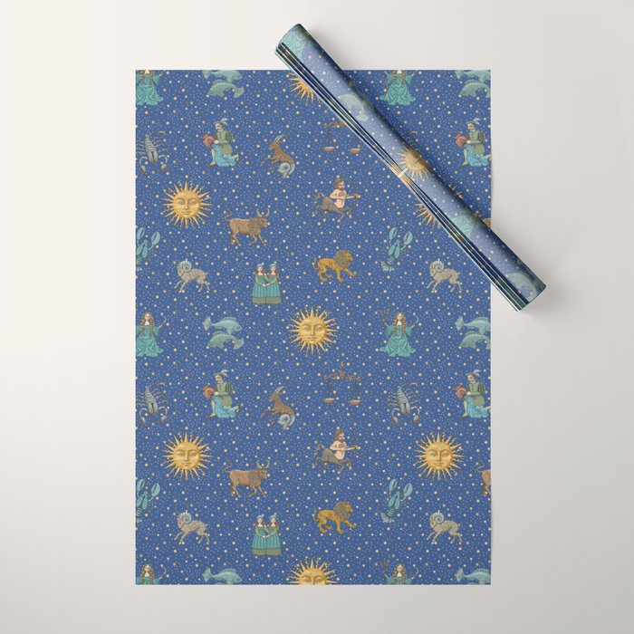 Vintage Astrology Zodiac Wheel Wrapping Paper Gallery Image 1