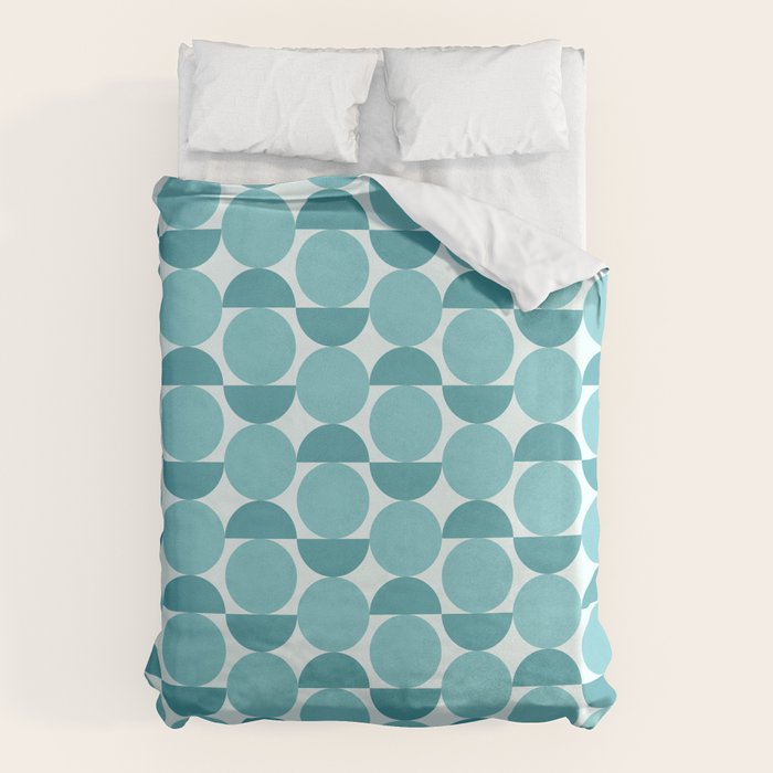 Mid Century Modern Geometric Shapes Aqua Blue Duvet Cover Gallery Image 6
