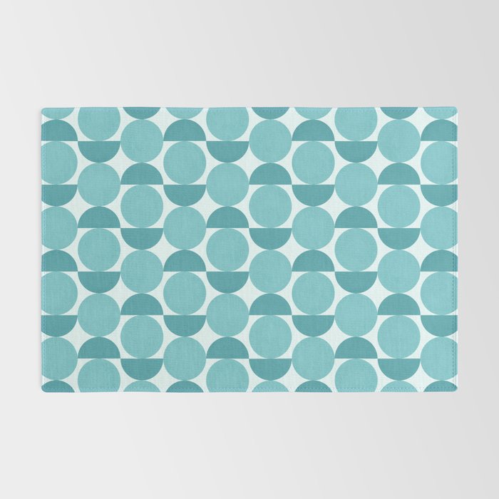 Mid Century Modern Geometric Shapes Aqua Blue Rug Gallery Image 2