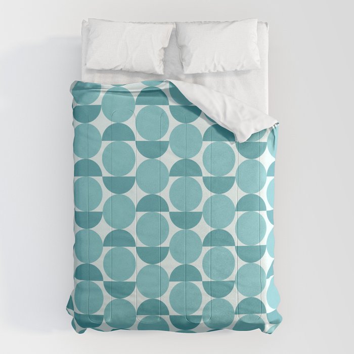 Mid Century Modern Geometric Shapes Aqua Blue Comforter Gallery Image 6