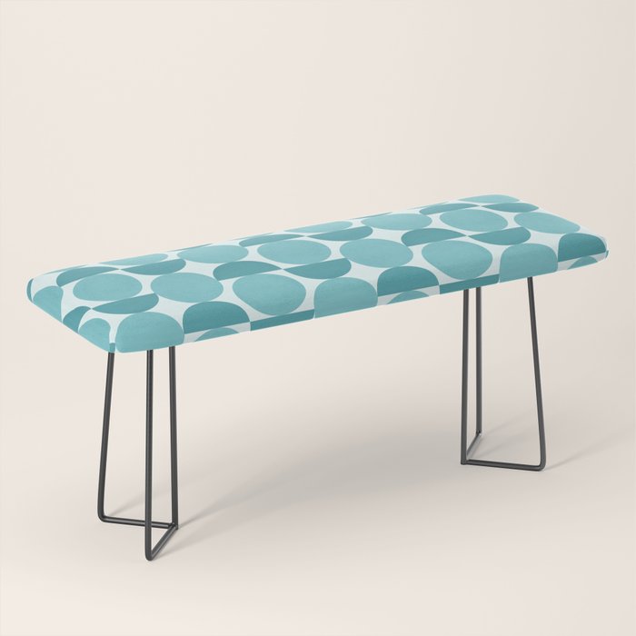 Mid Century Modern Geometric Shapes Aqua Blue Bench Gallery Image 1