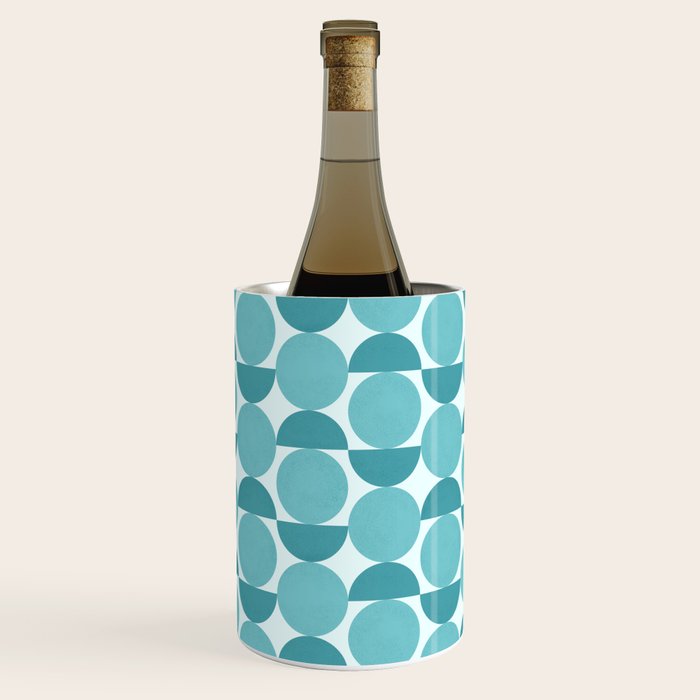 Mid Century Modern Geometric Shapes Aqua Blue Wine Chiller Gallery Image 1