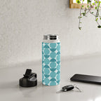 Mid Century Modern Geometric Shapes Aqua Blue Water Bottle Gallery Image 4