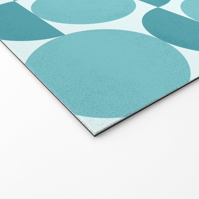 Mid Century Modern Geometric Shapes Aqua Blue Welcome Mat Gallery Image 2