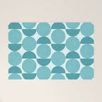 Mid Century Modern Geometric Shapes Aqua Blue Welcome Mat Gallery Image 1