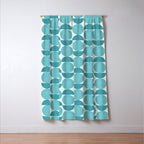 Mid Century Modern Geometric Shapes Aqua Blue Window Curtain Gallery Image 3