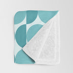 Mid Century Modern Geometric Shapes Aqua Blue Throw Blanket Gallery Image 3