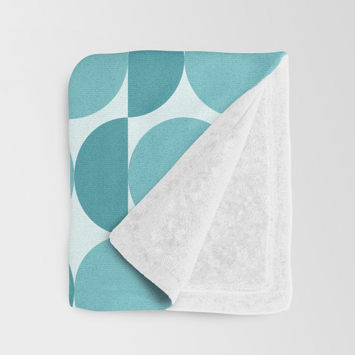 Mid Century Modern Geometric Shapes Aqua Blue Throw Blanket Gallery Image 3