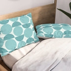 Mid Century Modern Geometric Shapes Aqua Blue Pillow Sham Gallery Image 2