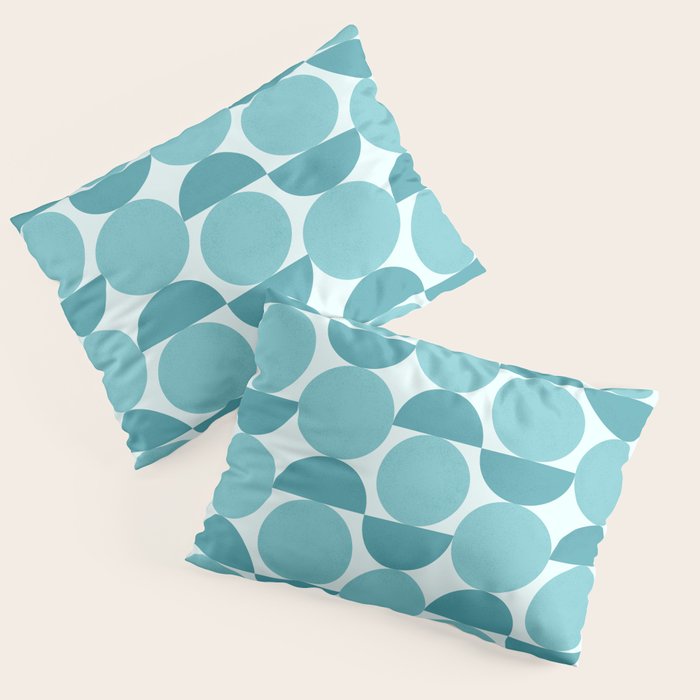Mid Century Modern Geometric Shapes Aqua Blue Pillow Sham Gallery Image 3