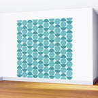 Mid Century Modern Geometric Shapes Aqua Blue Wall Mural Gallery Image 2