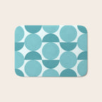 Mid Century Modern Geometric Shapes Aqua Blue Bath Mat Gallery Image 1