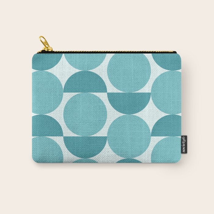 Mid Century Modern Geometric Shapes Aqua Blue Carry All Pouch Gallery Image 1