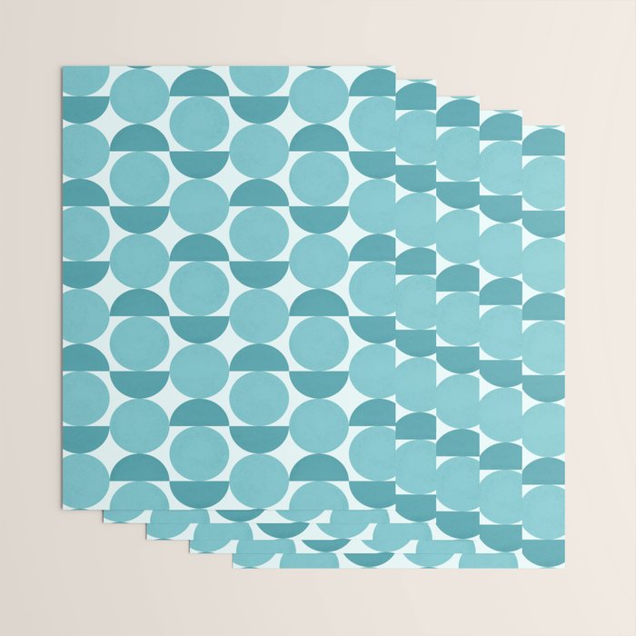 Mid Century Modern Geometric Shapes Aqua Blue Wrapping Paper Gallery Image 3