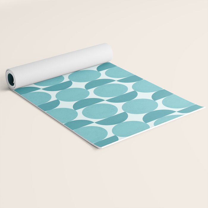 Mid Century Modern Geometric Shapes Aqua Blue Yoga Mat Gallery Image 2