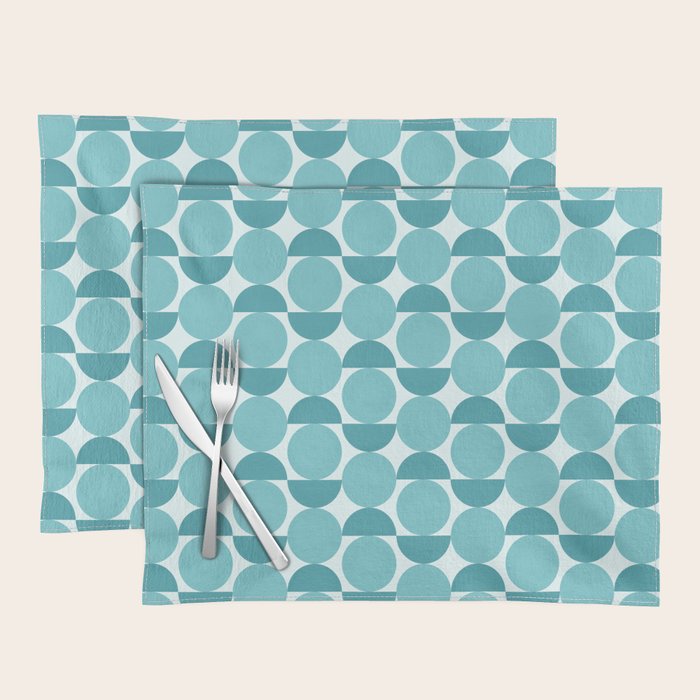 Mid Century Modern Geometric Shapes Aqua Blue Placemat Gallery Image 1