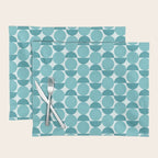 Mid Century Modern Geometric Shapes Aqua Blue Placemat Gallery Image 1