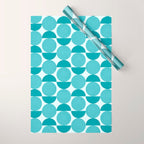 Mid Century Modern Geometric Shapes Aqua Blue Wrapping Paper Gallery Image 1