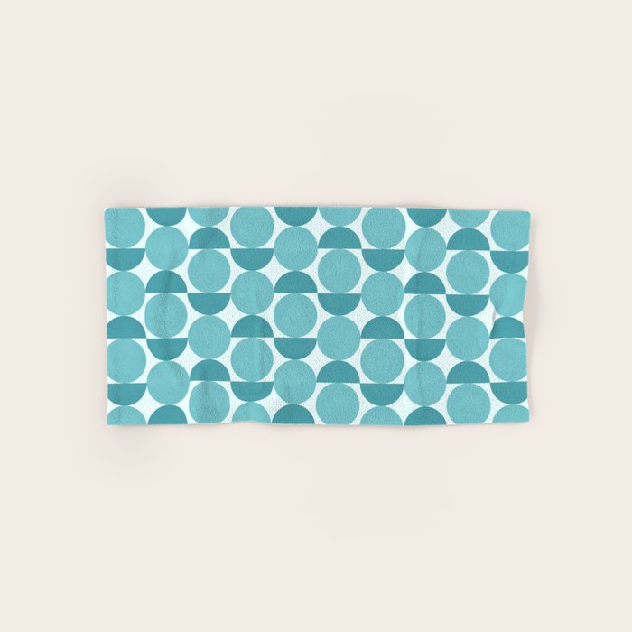 Mid Century Modern Geometric Shapes Aqua Blue Bath Towel Gallery Image 1