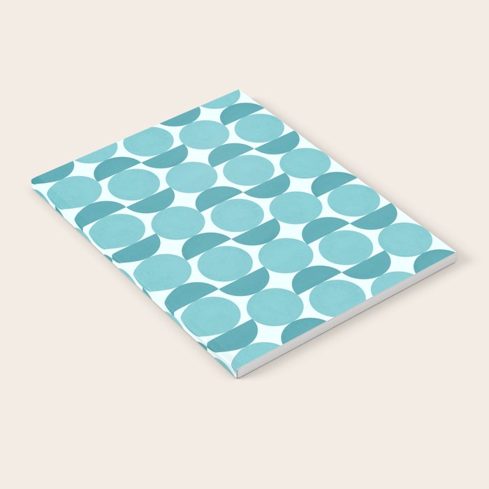 Mid Century Modern Geometric Shapes Aqua Blue Notebook Gallery Image 2