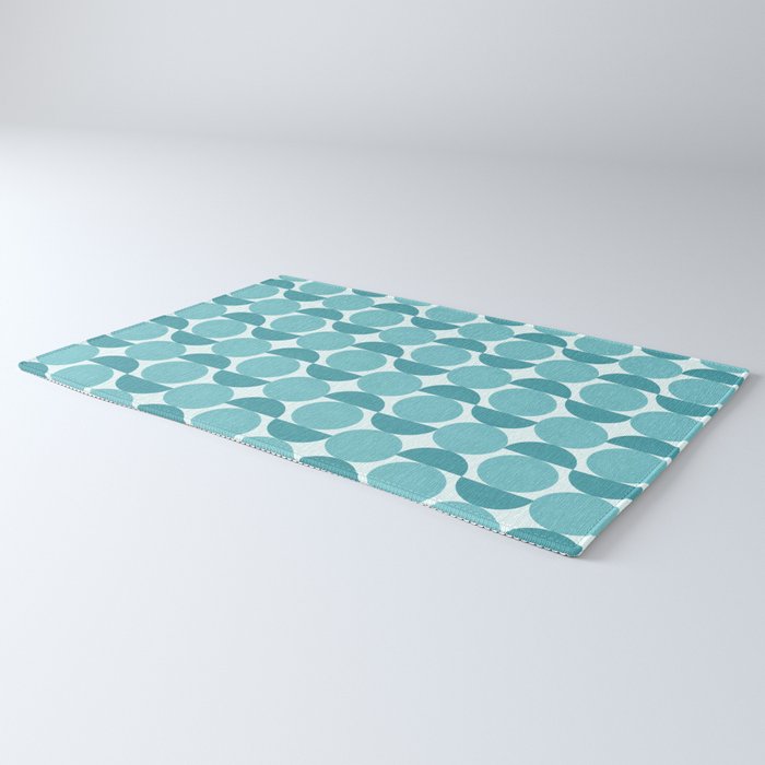 Mid Century Modern Geometric Shapes Aqua Blue Rug Gallery Image 3
