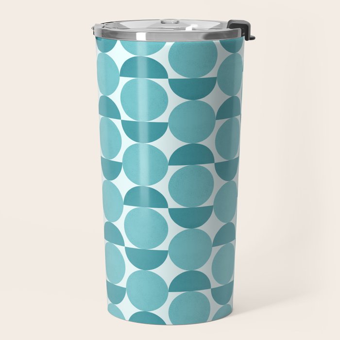 Mid Century Modern Geometric Shapes Aqua Blue Travel Mug Gallery Image 2