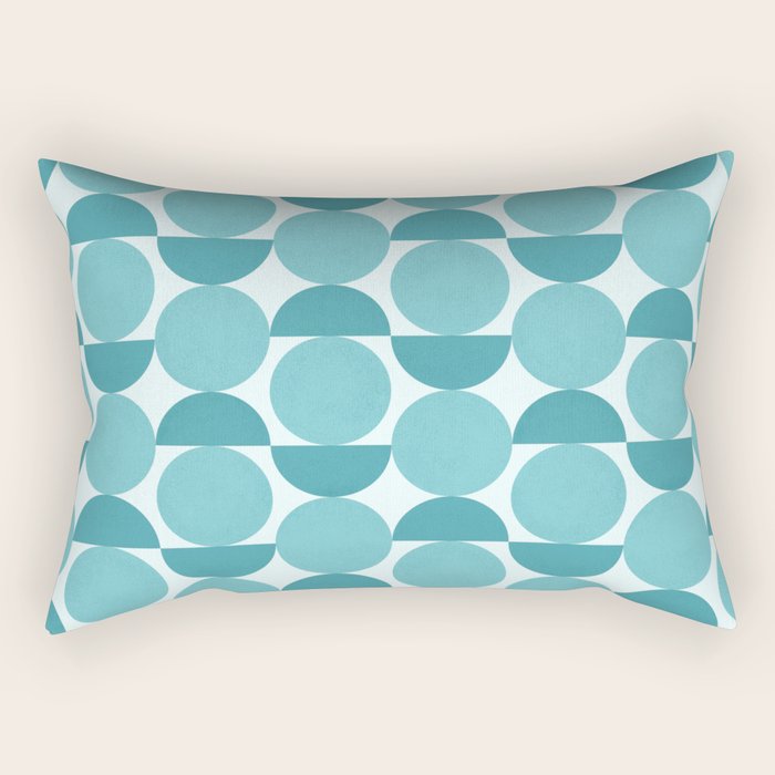 Mid Century Modern Geometric Shapes Aqua Blue Rectangular Pillow Gallery Image 2