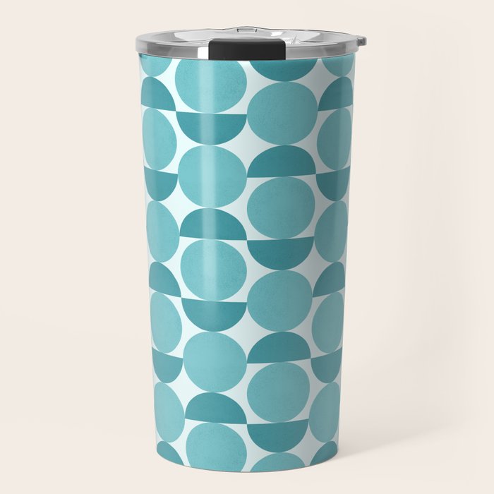 Mid Century Modern Geometric Shapes Aqua Blue Travel Mug Gallery Image 1