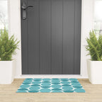 Mid Century Modern Geometric Shapes Aqua Blue Welcome Mat Gallery Image 3