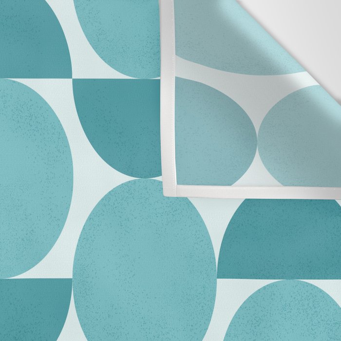 Mid Century Modern Geometric Shapes Aqua Blue Wall Tapestry Gallery Image 3