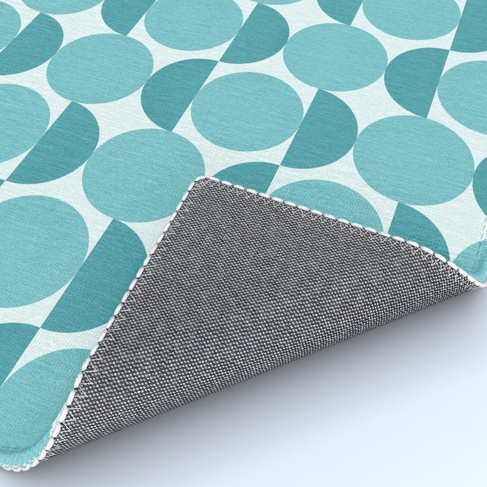 Mid Century Modern Geometric Shapes Aqua Blue Rug Gallery Image 4