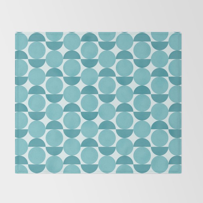 Mid Century Modern Geometric Shapes Aqua Blue Throw Blanket Gallery Image 2