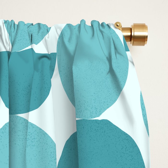 Mid Century Modern Geometric Shapes Aqua Blue Window Curtain Gallery Image 2