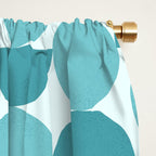 Mid Century Modern Geometric Shapes Aqua Blue Window Curtain Gallery Image 2