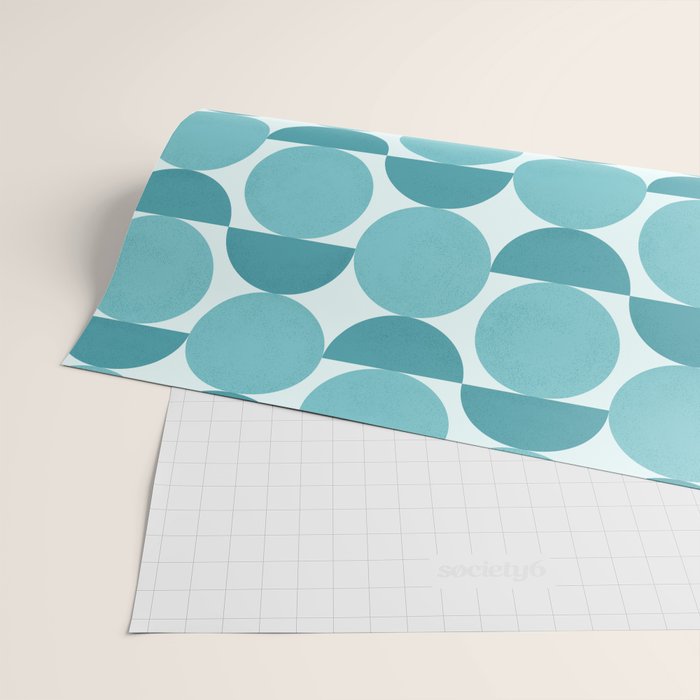 Mid Century Modern Geometric Shapes Aqua Blue Wrapping Paper Gallery Image 2