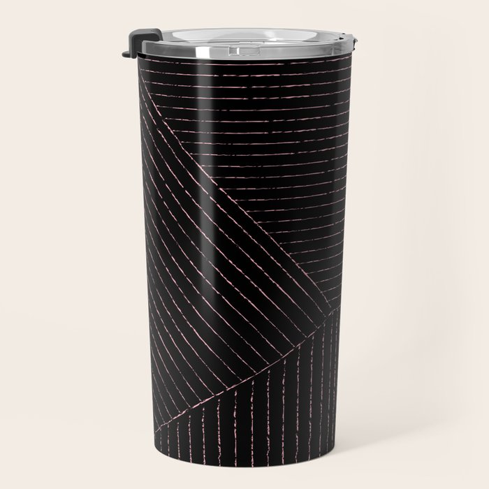lines (black & pink) Travel Mug Gallery Image 3